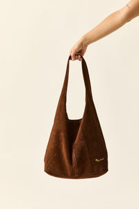Bolso ante marrón con cremallera