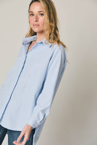 Camisa de rayas celeste con brillo