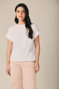 Camiseta básica manga vuelta blanca