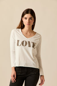 Camiseta manga larga animal print 'Love'