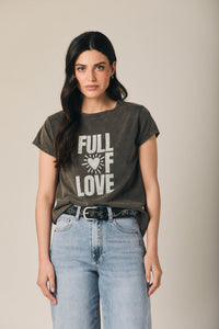 Camiseta algodón 'Full of Love' efecto lavado gris