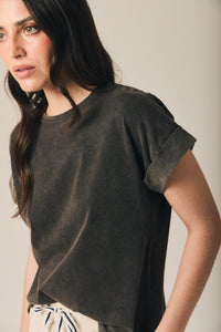 Camiseta básica manga vuelta gris