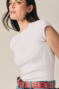 Camiseta ajustada manga ranglan blanca