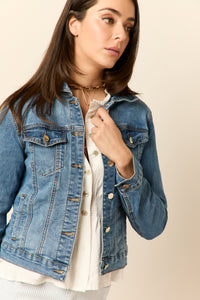 Cazadora denim corta azul