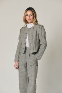 Chaqueta corta de cuadros bicolor