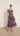 Vestido midi tul berenjena estampado