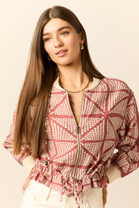 Bomber print de puntos rosa