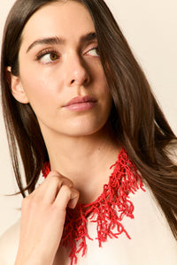 Collar de cuentas diseño corales rojo