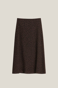 Falda gasa animal print marrón chocolate