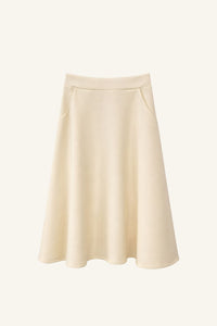 Falda midi neopreno crema