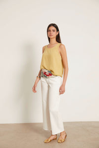 Jeans cropped rectos blanco