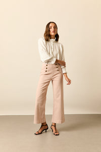 Jeans cropped marine rosa