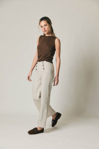 Jeans botones marinero rayas marrón