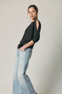 Top punto cut out gris