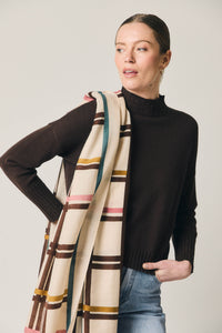 Jersey cuello perkins con brillo marrón