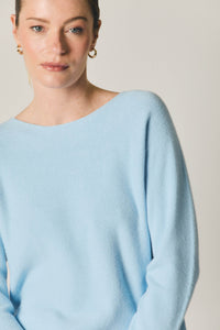 Camisola básica malha azul‑celeste