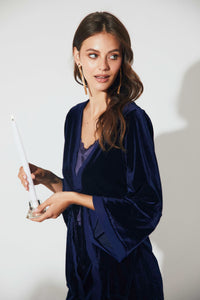 Kimono terciopelo azul