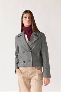 Abrigo corto espiga gris