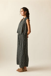 Pantalón bambula lurex gris antracita