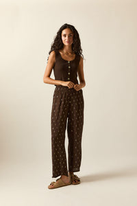 Pantalón bambula lurex marrón chocolate
