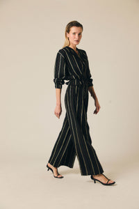 Pantalón ancho de rayas negro