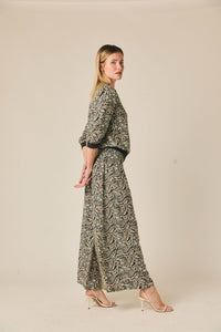 Pantalón palazzo paisley en tonos verdes