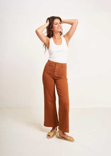 Cargar imagen en el visor de la galería, Jeans high waist pockets camel

