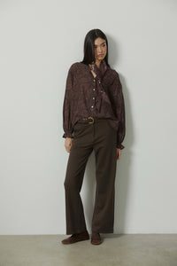 Pantalón sastre ancho raya marrón