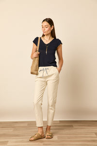 Pantalón algodón cordón beige