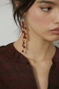 Pendientes largos cuentas granate