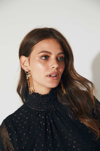 Pendientes largos dorados rectangular