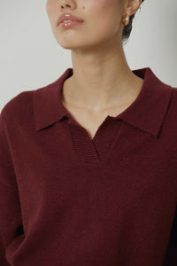 Polo de punto manga corta berenjena