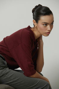 Polo de punto manga corta berenjena