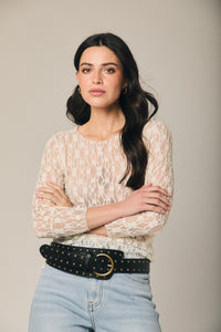 Top de blonda blanco manga larga