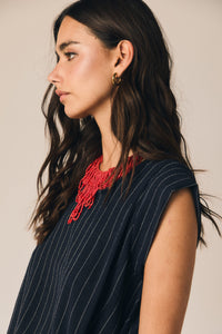 Top fluido rayas azul marino