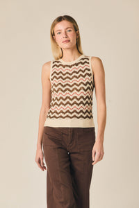 Top de malha zig zag rosa