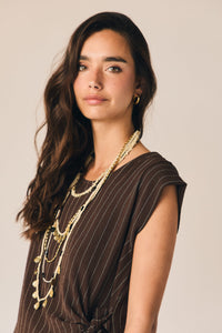 Top fluido rayas marrón