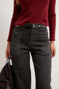 Jeans barrel bolsillos oblicuos gris