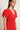 Vestido midi lino escote pico fruncido rojo