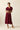 Vestido midi manga volante burdeos