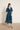 Vestido cuello pico volantes azul petróleo