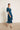 Vestido cuello pico volantes azul petróleo