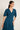 Vestido cuello pico volantes azul petróleo