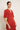 Vestido cuello pico volantes teja