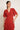 Vestido cuello pico volantes teja