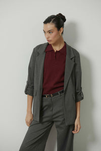 Americana sastre raya gris antracita