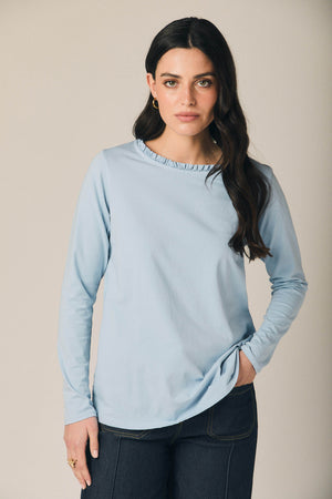 Camiseta básica detalle rizo celeste