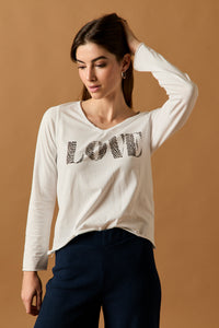 Camiseta manga larga print cebra 'Love'