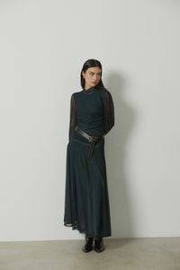 Falda larga tul verde