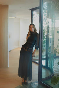 Falda larga tul verde